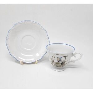 Vtg Sister Berta Hummel Originals Porcelain Footed Teacup w Saucer West Germany